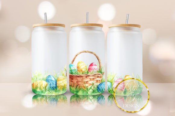 Easter Egg Basket Libbey Glass Can Wrap: A Crafts-Friendly Graphic Design Asset for Seasonal Branding