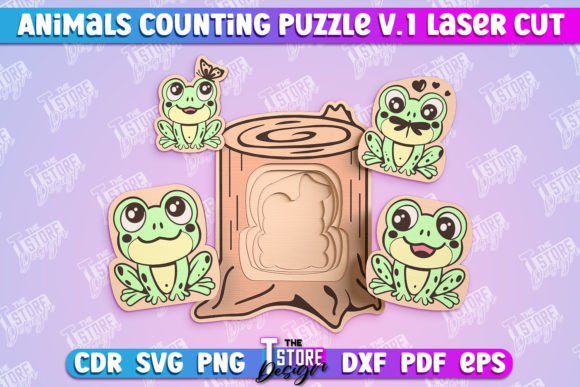 Frogs Counting Puzzle Laser Cut Design – A Versatile Graphics Asset for Crafts & Creative Marketing
