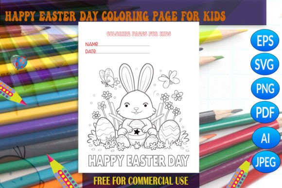 Happy Easter Day Coloring Pages for Kids – Cute Graphics for Crafts & Printables