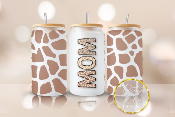 Mom Libbey Glass Can Wrap Animal Print: Graphic Design Asset for Crafts & Marketing