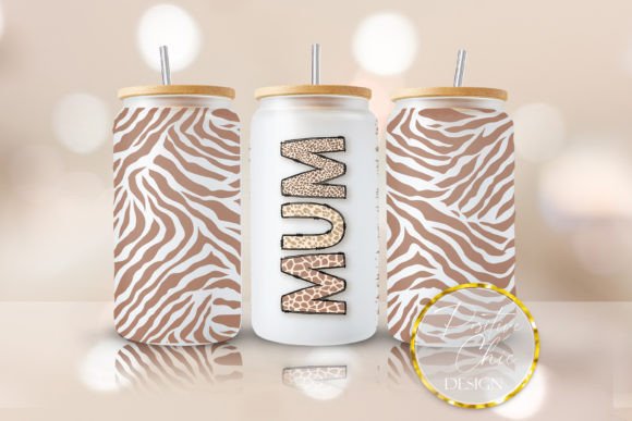 Mum 16 Oz Cup Wrap UVDTF Animal Print for Crafts & Graphics