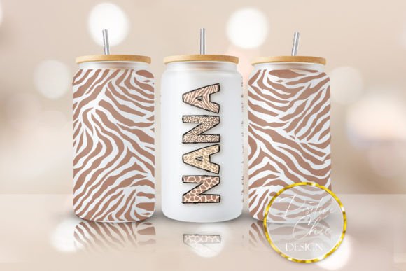 Nana 16 Oz Cup Wrap UVDTF Animal Print: Graphic Design for Bold Brand Expression