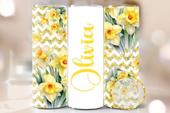 Personalized Daffodils Tumbler Wrap PNG – A Fresh Graphic Design Asset for Crafts & Branding Projects