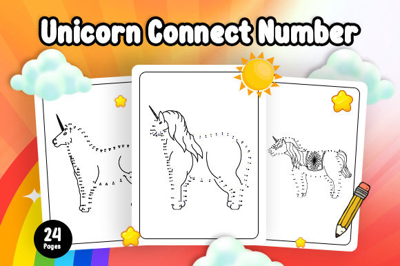 Unicorn Connect with Number KDP Interior: Graphics & Coloring Pages Amp for Visual Storytelling